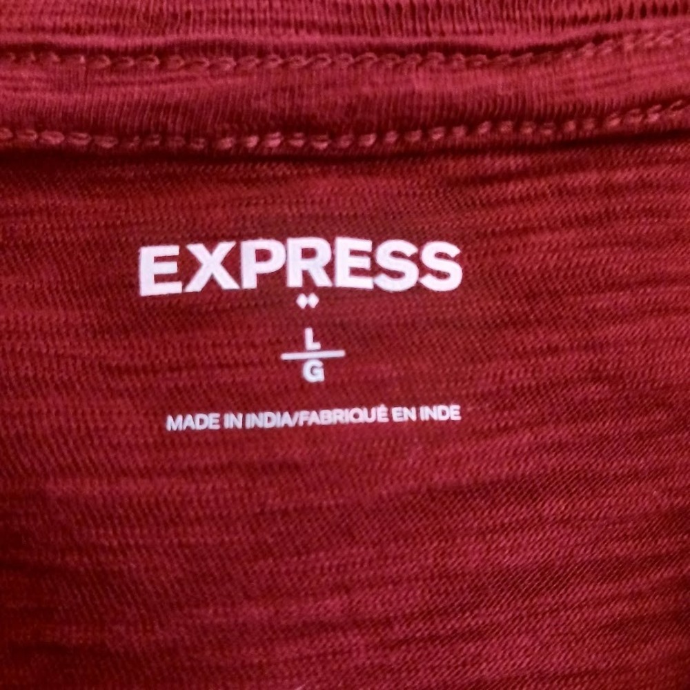 Express Short‎ Sleeve V-Neck Shirt Cotton Red Size Large - Picture 4 of 8